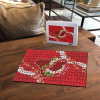 Hawaii Island Flowers Lei Puzzle Ohia Lehua Scarlet Red LT7 - Polynesian Pride
