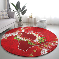 Hawaii Island Flowers Lei Round Carpet Ohia Lehua Scarlet Red LT7 - Polynesian Pride