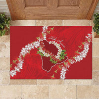 Hawaii Island Flowers Lei Rubber Doormat Ohia Lehua Scarlet Red LT7 Red - Polynesian Pride
