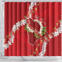 Hawaii Island Flowers Lei Shower Curtain Ohia Lehua Scarlet Red LT7 - Polynesian Pride