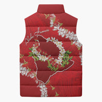 Hawaii Island Flowers Lei Sleeveless Puffer Jacket Ohia Lehua Scarlet Red LT7 - Polynesian Pride