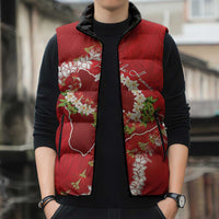 Hawaii Island Flowers Lei Sleeveless Puffer Jacket Ohia Lehua Scarlet Red LT7 - Polynesian Pride