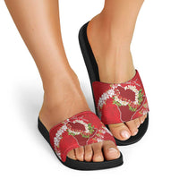 Hawaii Island Flowers Lei Slide Sandals Ohia Lehua Scarlet Red LT7 - Polynesian Pride