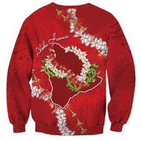 Hawaii Island Flowers Lei Sweatshirt Ohia Lehua Scarlet Red LT7 - Polynesian Pride