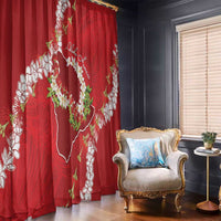 Hawaii Island Flowers Lei Window Curtain Ohia Lehua Scarlet Red