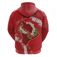 Hawaii Island Flowers Lei Zip Hoodie Ohia Lehua Scarlet Red LT7 - Polynesian Pride