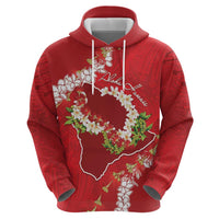 Hawaii Island Flowers Lei Zip Hoodie Ohia Lehua Scarlet Red LT7 - Polynesian Pride