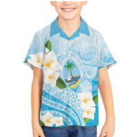 Guam Chamorro Guasali Flowers Family Matching Mermaid Dress and Hawaiian Shirt Aqua Gradient