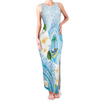 Guam Chamorro Guasali Flowers Family Matching Tank Maxi Dress and Hawaiian Shirt Aqua Gradient