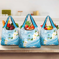 Guam Chamorro Guasali Flowers Grocery Bag Aqua Gradient LT7 3-pack One Size Aquamarine - Polynesian Pride