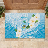 Guam Chamorro Guasali Flowers Rubber Doormat Aqua Gradient LT7