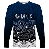 Personalised New Zealand Long Sleeve Shirt Matariki Maori Patterns - Gradient LT7 Unisex Black - Polynesian Pride