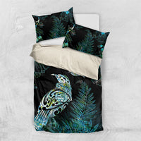 Aotearoa Maori Mahuru Bedding Set Spring Time - Paua Shell Green LT7 US Twin 172cm x 218cm Black - Polynesian Pride