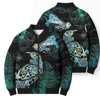 Aotearoa Maori Mahuru Bomber Puffer Jacket Spring Time - Paua Shell Green LT7 - Polynesian Pride