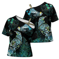 Aotearoa Maori Mahuru Cross Shoulder Shirt Spring Time - Paua Shell Green LT7 - Polynesian Pride