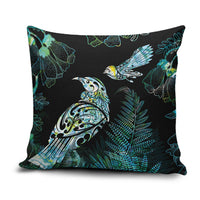 Aotearoa Maori Mahuru Pillow Cover Spring Time - Paua Shell Green LT7 Black - Polynesian Pride