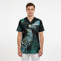 Aotearoa Maori Mahuru Scrub Top Spring Time - Paua Shell Green LT7 - Polynesian Pride