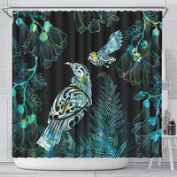 Aotearoa Maori Mahuru Shower Curtain Spring Time - Paua Shell Green LT7 - Polynesian Pride