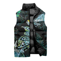 Aotearoa Maori Mahuru Sleeveless Puffer Jacket Spring Time - Paua Shell Green LT7 - Polynesian Pride
