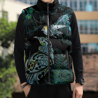 Aotearoa Maori Mahuru Sleeveless Puffer Jacket Spring Time - Paua Shell Green LT7 - Polynesian Pride