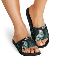 Aotearoa Maori Mahuru Slide Sandals Spring Time - Paua Shell Green LT7 - Polynesian Pride