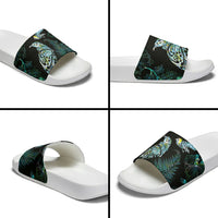 Aotearoa Maori Mahuru Slide Sandals Spring Time - Paua Shell Green LT7 - Polynesian Pride