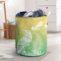 Aotearoa Maori Mahuru Tui With Pikawakawa Laundry Basket Spring Time LT7 Green - Polynesian Pride