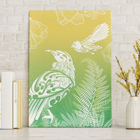 Aotearoa Maori Mahuru Tui With Pikawakawa Canvas Wall Art Spring Time LT7 Without Frame Green - Polynesian Pride