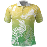 Aotearoa Maori Mahuru Tui With Pikawakawa Polo Shirt Spring Time LT7 Green - Polynesian Pride