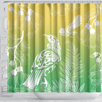 Aotearoa Maori Mahuru Tui With Pikawakawa Shower Curtain Spring Time LT7 - Polynesian Pride