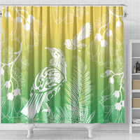 Aotearoa Maori Mahuru Tui With Pikawakawa Shower Curtain Spring Time LT7 - Polynesian Pride