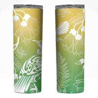 Aotearoa Maori Mahuru Tui With Pikawakawa Skinny Tumbler Spring Time LT7 Green - Polynesian Pride