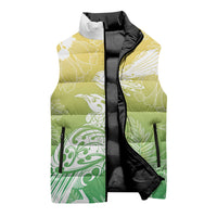 Aotearoa Maori Mahuru Tui With Pikawakawa Sleeveless Puffer Jacket Spring Time LT7 - Polynesian Pride