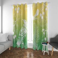 Aotearoa Maori Mahuru Tui With Pikawakawa Window Curtain Spring Time LT7 With Grommets Green - Polynesian Pride