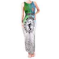 Personalised Malampa Fiji Day Tank Maxi Dress Gradient Style LT7 Women White - Polynesian Pride