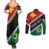 Personalised Penama and Papua New Guinea Day Couples Matching Summer Maxi Dress and Long Sleeve Button Shirts Emblem Mix Style LT7 - Polynesian Pride