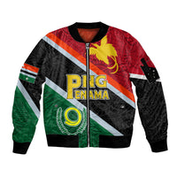 Personalised Penama and Papua New Guinea Day Sleeve Zip Bomber Jacket Emblem Mix Style LT7 Unisex Colorful - Polynesian Pride