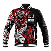 Aotearoa Toitu Te Tiriti Baseball Jacket Whakairo Wheku LT7 Unisex Black - Polynesian Pride