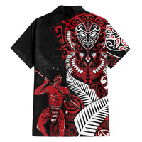 Aotearoa Toitu Te Tiriti Family Matching Off Shoulder Short Dress and Hawaiian Shirt Whakairo Wheku