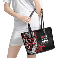 Aotearoa Toitu Te Tiriti Leather Tote Bag Whakairo Wheku LT7 - Polynesian Pride
