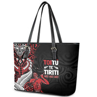 Aotearoa Toitu Te Tiriti Leather Tote Bag Whakairo Wheku LT7 - Polynesian Pride