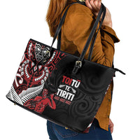 Aotearoa Toitu Te Tiriti Leather Tote Bag Whakairo Wheku LT7 - Polynesian Pride