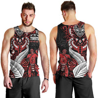 Aotearoa Toitu Te Tiriti Men Tank Top Whakairo Wheku LT7 - Polynesian Pride