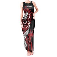 Aotearoa Toitu Te Tiriti Tank Maxi Dress Whakairo Wheku LT7 Women Black - Polynesian Pride