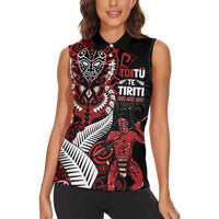 Aotearoa Toitu Te Tiriti Women Sleeveless Polo Shirt Whakairo Wheku