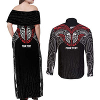 Aotearoa Maori Personalized Couples Matching Off Shoulder Maxi Dress and Long Sleeve Button Shirt Toitu Te Tiriti Ake! Ake! Ake! LT7 - Polynesian Pride