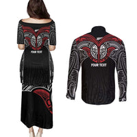 Aotearoa Maori Personalized Couples Matching Puletasi and Long Sleeve Button Shirt Toitu Te Tiriti Ake! Ake! Ake! LT7 - Polynesian Pride