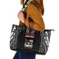 Aotearoa Maori Personalized Leather Tote Bag Toitu Te Tiriti Ake! Ake! Ake! LT7 Black - Polynesian Pride