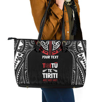 Aotearoa Maori Personalized Leather Tote Bag Toitu Te Tiriti Ake! Ake! Ake! LT7 - Polynesian Pride