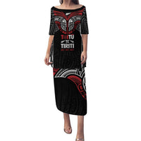 Aotearoa Maori Personalized Puletasi Toitu Te Tiriti Ake! Ake! Ake! LT7 Long Dress Black - Polynesian Pride